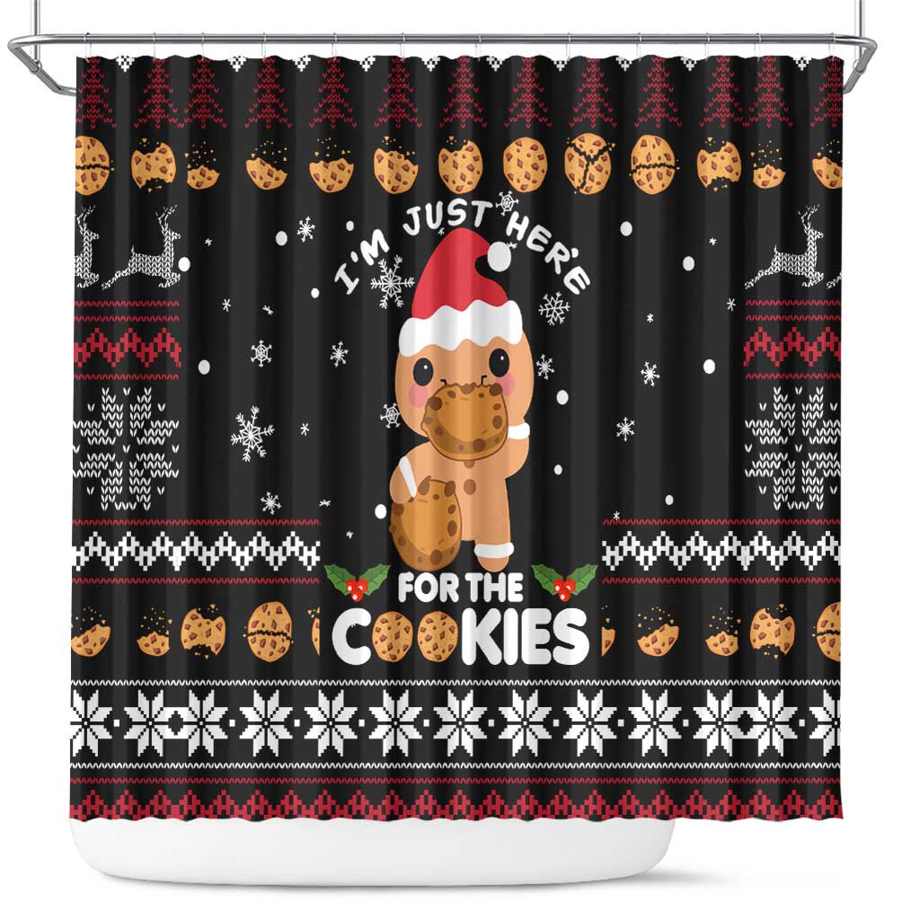Just Here For The Cookies Christmas Shower Curtain Funny Xmas Holiday Patterns - Wonder Print Shop