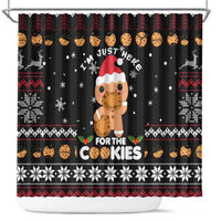 Just Here For The Cookies Christmas Shower Curtain Funny Xmas Holiday Patterns - Wonder Print Shop
