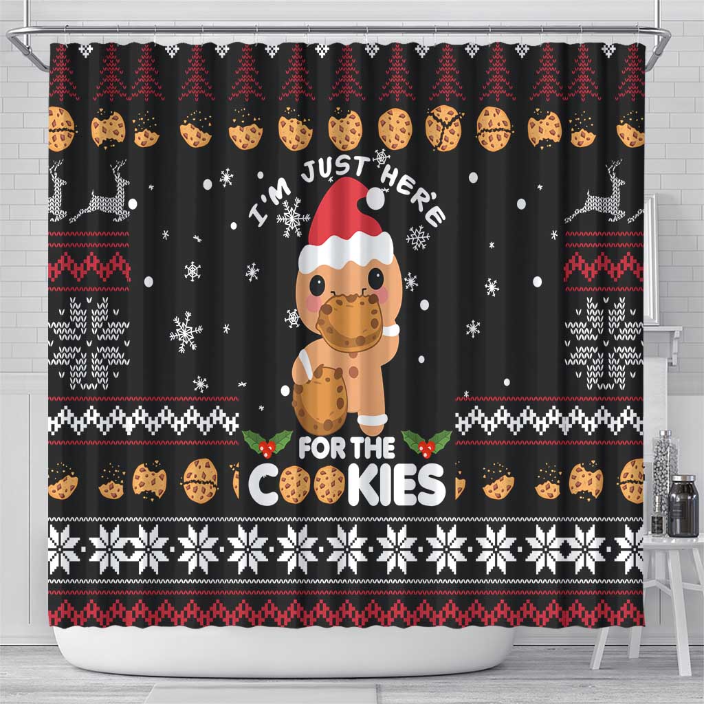 Just Here For The Cookies Christmas Shower Curtain Funny Xmas Holiday Patterns - Wonder Print Shop