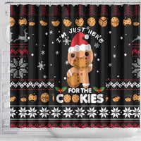 Just Here For The Cookies Christmas Shower Curtain Funny Xmas Holiday Patterns - Wonder Print Shop