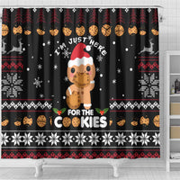 Just Here For The Cookies Christmas Shower Curtain Funny Xmas Holiday Patterns - Wonder Print Shop