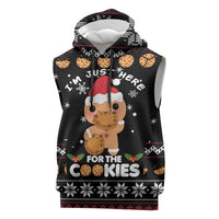 Just Here For The Cookies Christmas Sleeveless Hoodie Funny Xmas Holiday Patterns - Wonder Print Shop