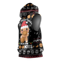 Just Here For The Cookies Christmas Sleeveless Hoodie Funny Xmas Holiday Patterns - Wonder Print Shop