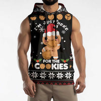 Just Here For The Cookies Christmas Sleeveless Hoodie Funny Xmas Holiday Patterns - Wonder Print Shop