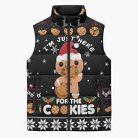 Just Here For The Cookies Christmas Sleeveless Puffer Jacket Funny Xmas Holiday Patterns - Wonder Print Shop
