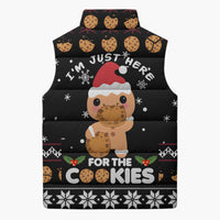 Just Here For The Cookies Christmas Sleeveless Puffer Jacket Funny Xmas Holiday Patterns - Wonder Print Shop