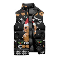 Just Here For The Cookies Christmas Sleeveless Puffer Jacket Funny Xmas Holiday Patterns - Wonder Print Shop