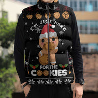 Just Here For The Cookies Christmas Sleeveless Puffer Jacket Funny Xmas Holiday Patterns - Wonder Print Shop