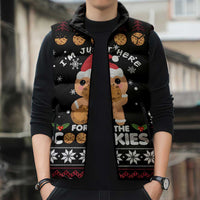 Just Here For The Cookies Christmas Sleeveless Puffer Jacket Funny Xmas Holiday Patterns - Wonder Print Shop