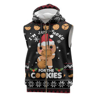 Just Here For The Cookies Christmas Sleeveless Zip Hoodie Funny Xmas Holiday Patterns - Wonder Print Shop