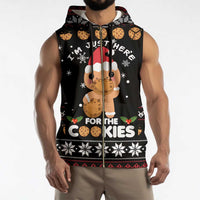 Just Here For The Cookies Christmas Sleeveless Zip Hoodie Funny Xmas Holiday Patterns - Wonder Print Shop