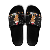Just Here For The Cookies Christmas Slide Sandals Funny Xmas Holiday Patterns - Wonder Print Shop