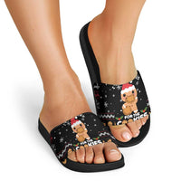 Just Here For The Cookies Christmas Slide Sandals Funny Xmas Holiday Patterns - Wonder Print Shop