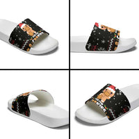 Just Here For The Cookies Christmas Slide Sandals Funny Xmas Holiday Patterns - Wonder Print Shop