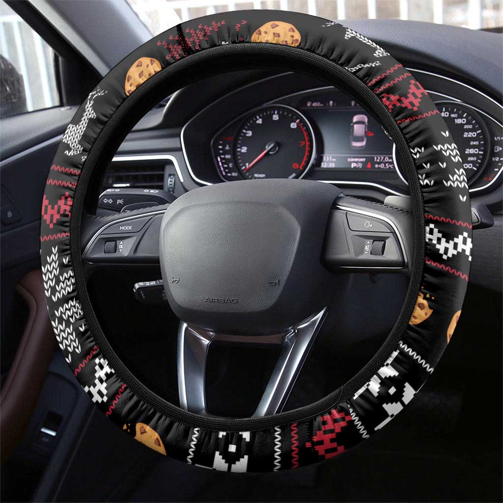 Just Here For The Cookies Christmas Steering Wheel Cover Funny Xmas Holiday Patterns - Wonder Print Shop