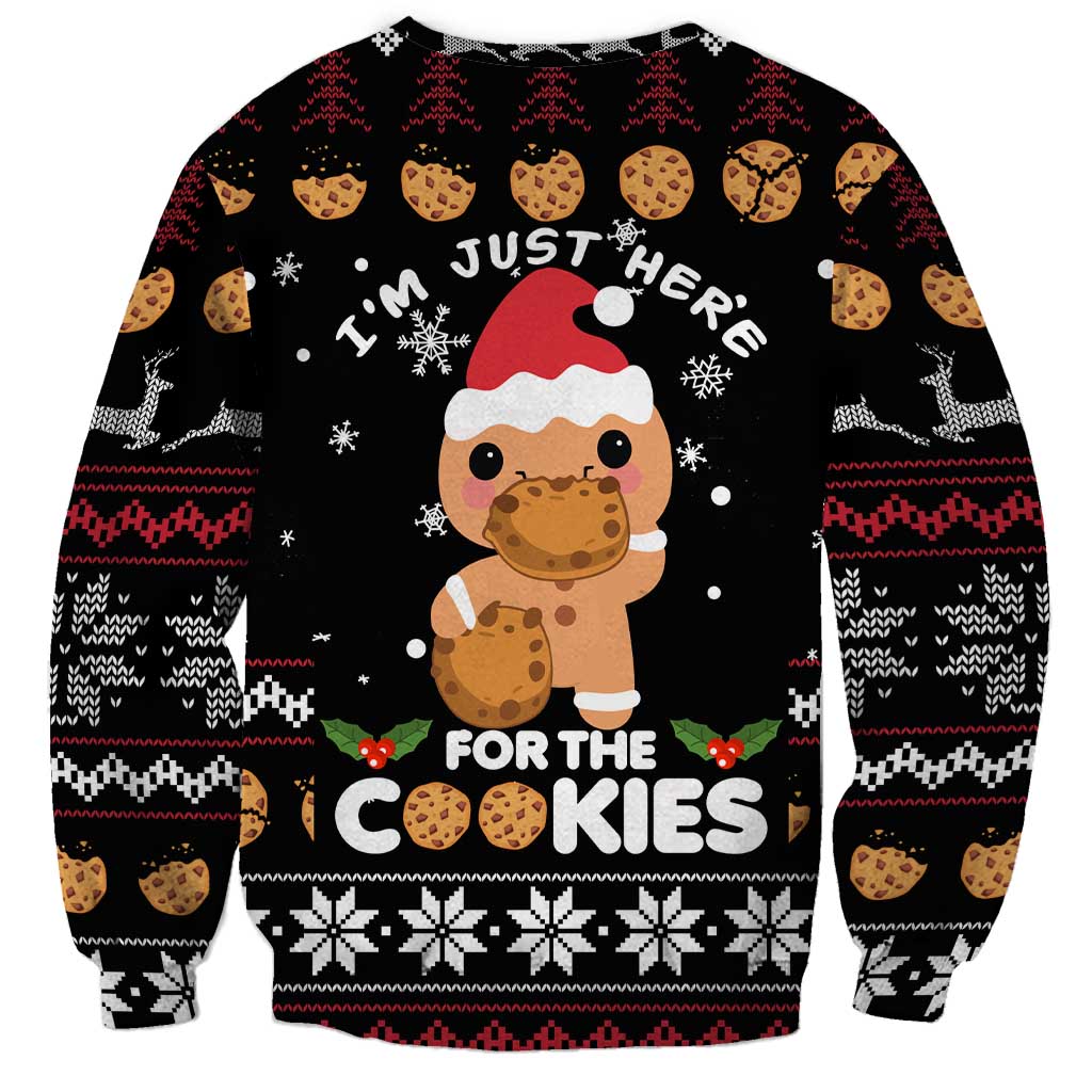 Just Here For The Cookies Christmas Sweatshirt Funny Xmas Holiday Patterns - Wonder Print Shop
