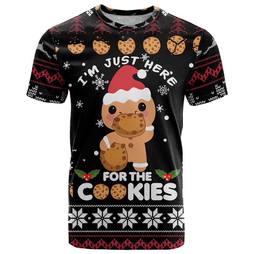 Just Here For The Cookies Christmas T Shirt Funny Xmas Holiday Patterns - Wonder Print Shop