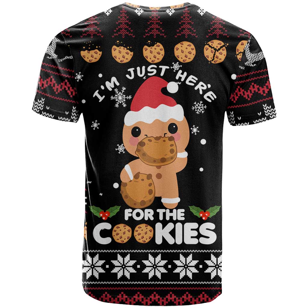 Just Here For The Cookies Christmas T Shirt Funny Xmas Holiday Patterns - Wonder Print Shop