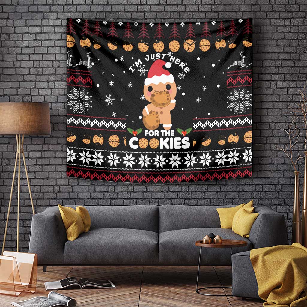 Just Here For The Cookies Christmas Tapestry Funny Xmas Holiday Patterns - Wonder Print Shop