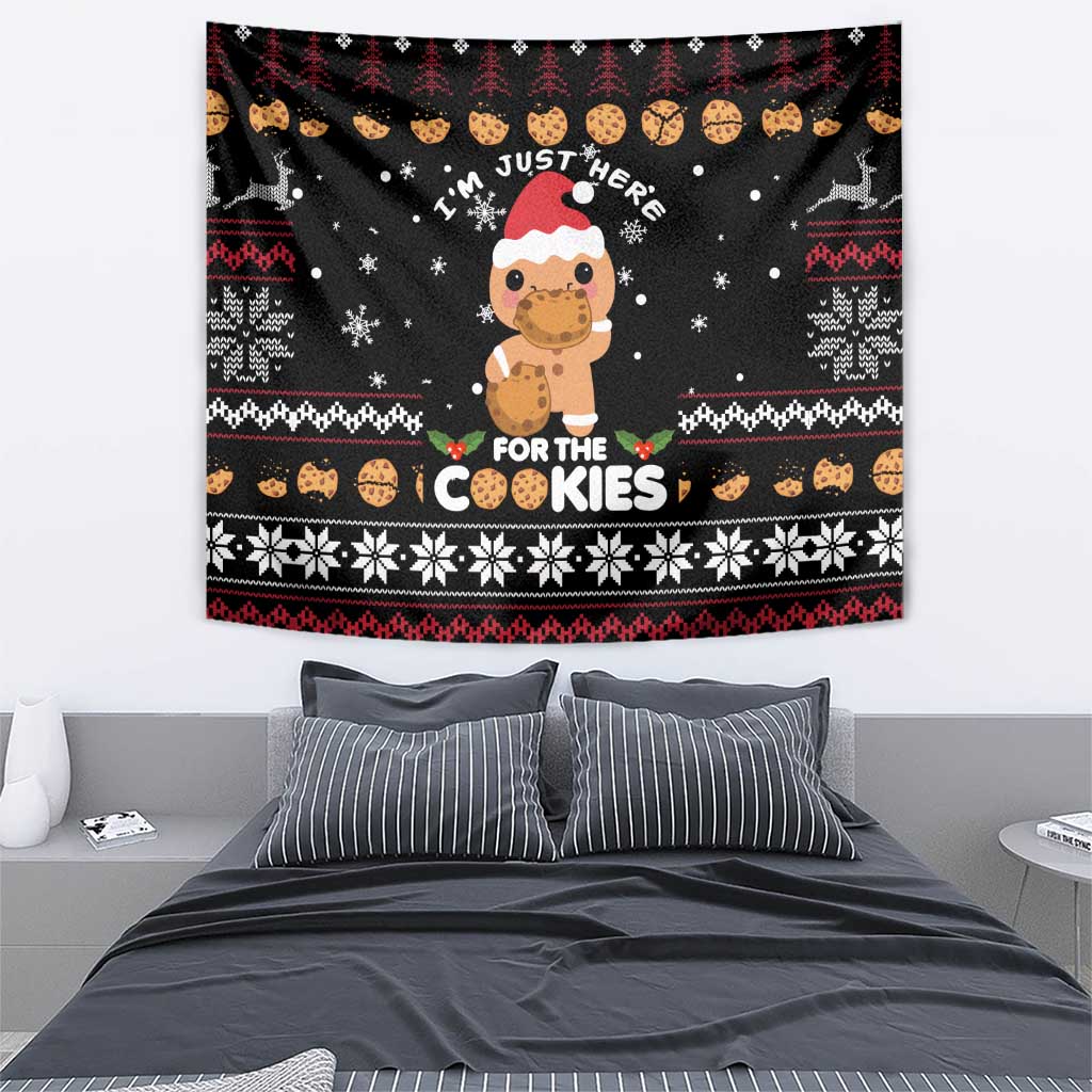 Just Here For The Cookies Christmas Tapestry Funny Xmas Holiday Patterns - Wonder Print Shop