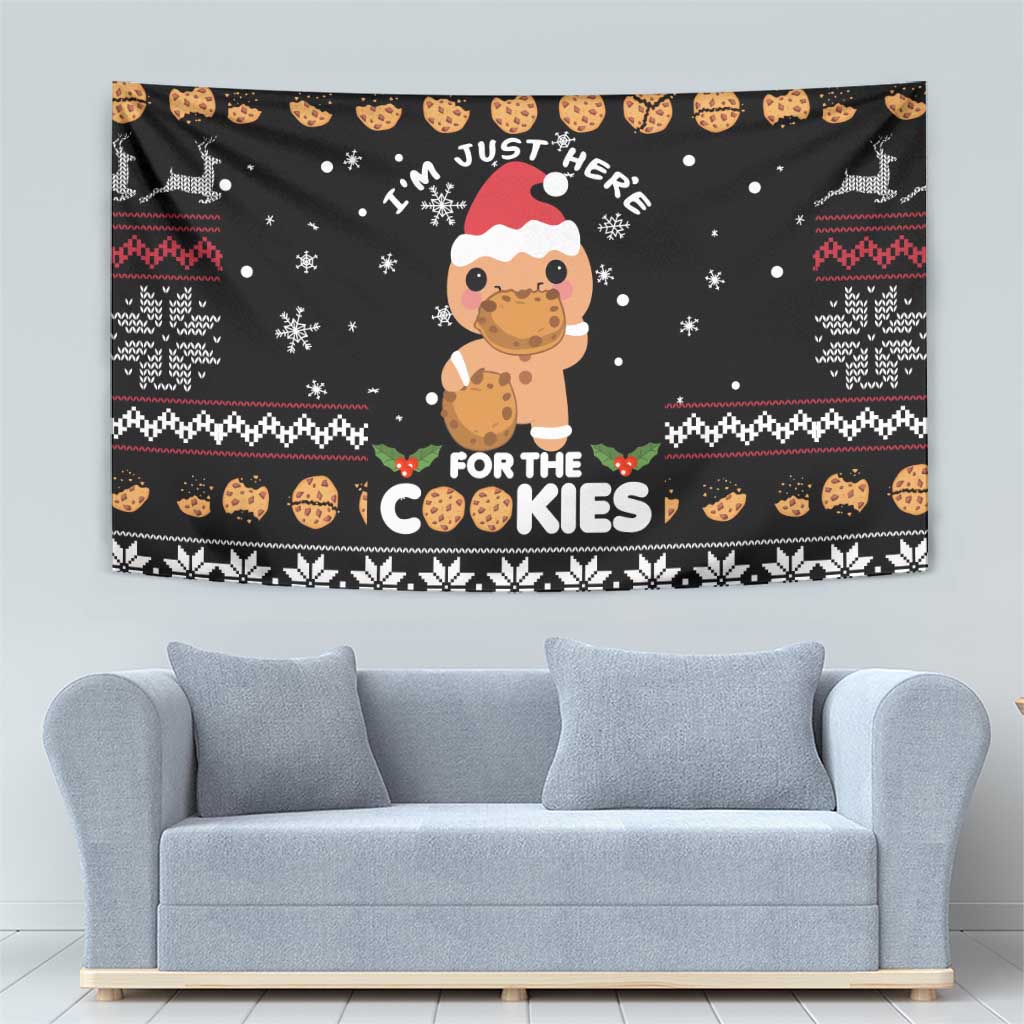Just Here For The Cookies Christmas Tapestry Funny Xmas Holiday Patterns - Wonder Print Shop