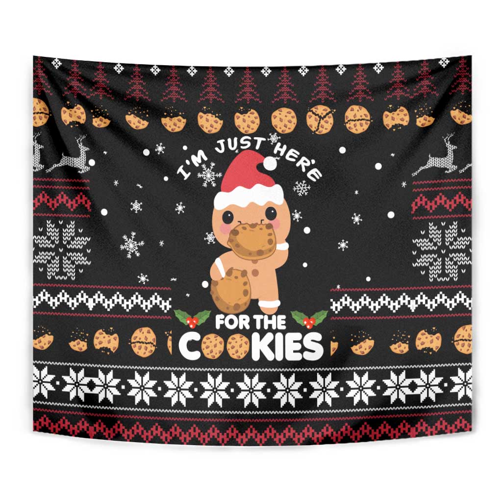 Just Here For The Cookies Christmas Tapestry Funny Xmas Holiday Patterns - Wonder Print Shop