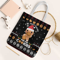 Just Here For The Cookies Christmas Tote Bag Funny Xmas Holiday Patterns - Wonder Print Shop