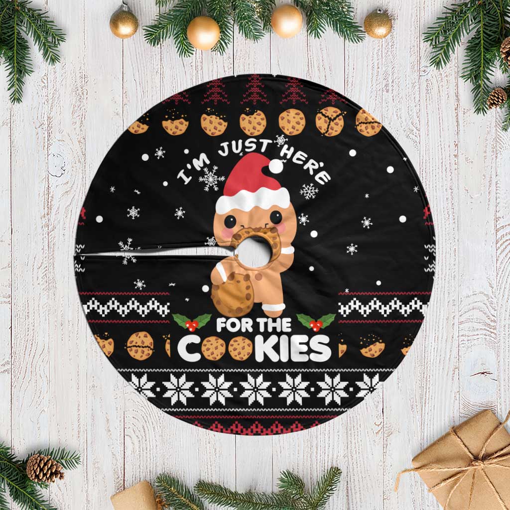 Just Here For The Cookies Christmas Tree Skirt Funny Xmas Holiday Patterns - Wonder Print Shop