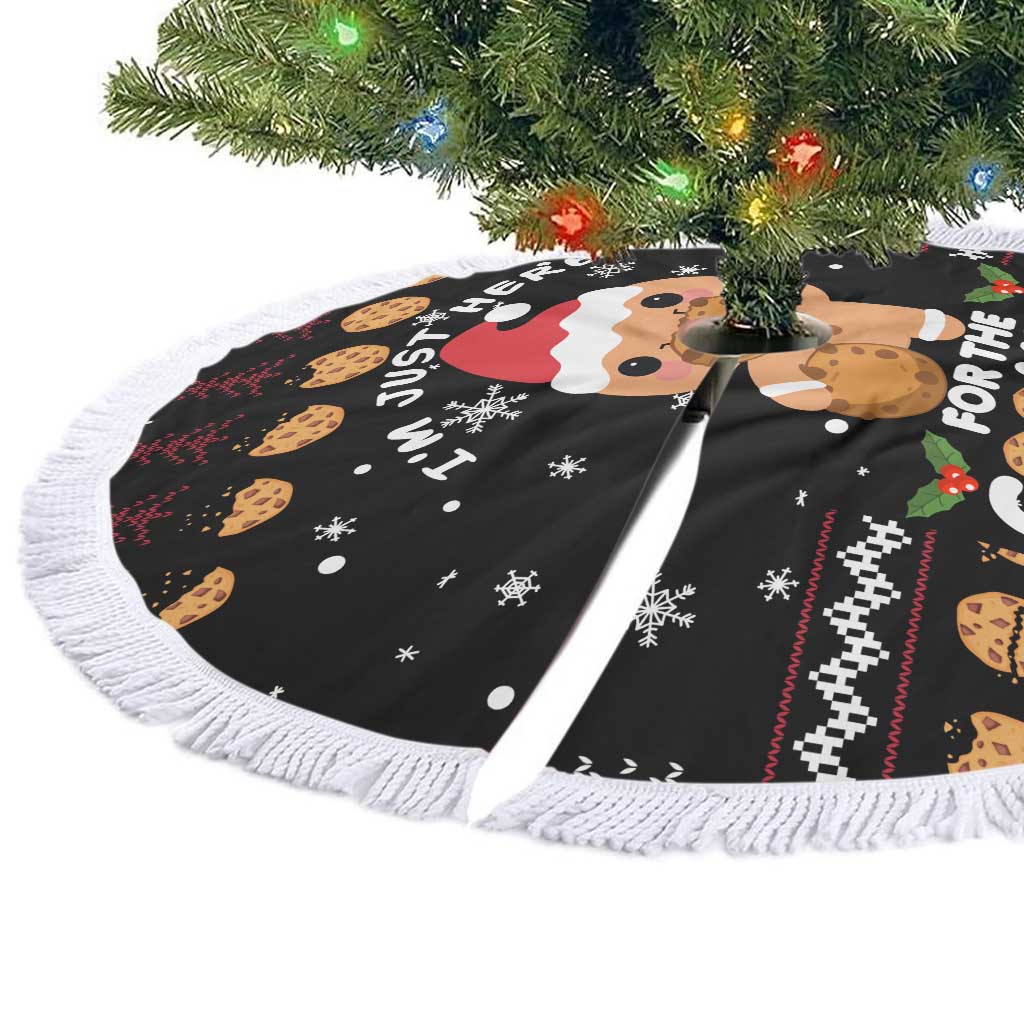 Just Here For The Cookies Christmas Tree Skirt Funny Xmas Holiday Patterns - Wonder Print Shop
