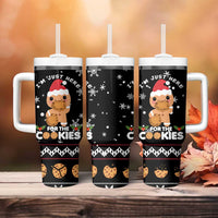 Just Here For The Cookies Christmas Tumbler With Handle Funny Xmas Holiday Patterns - Wonder Print Shop