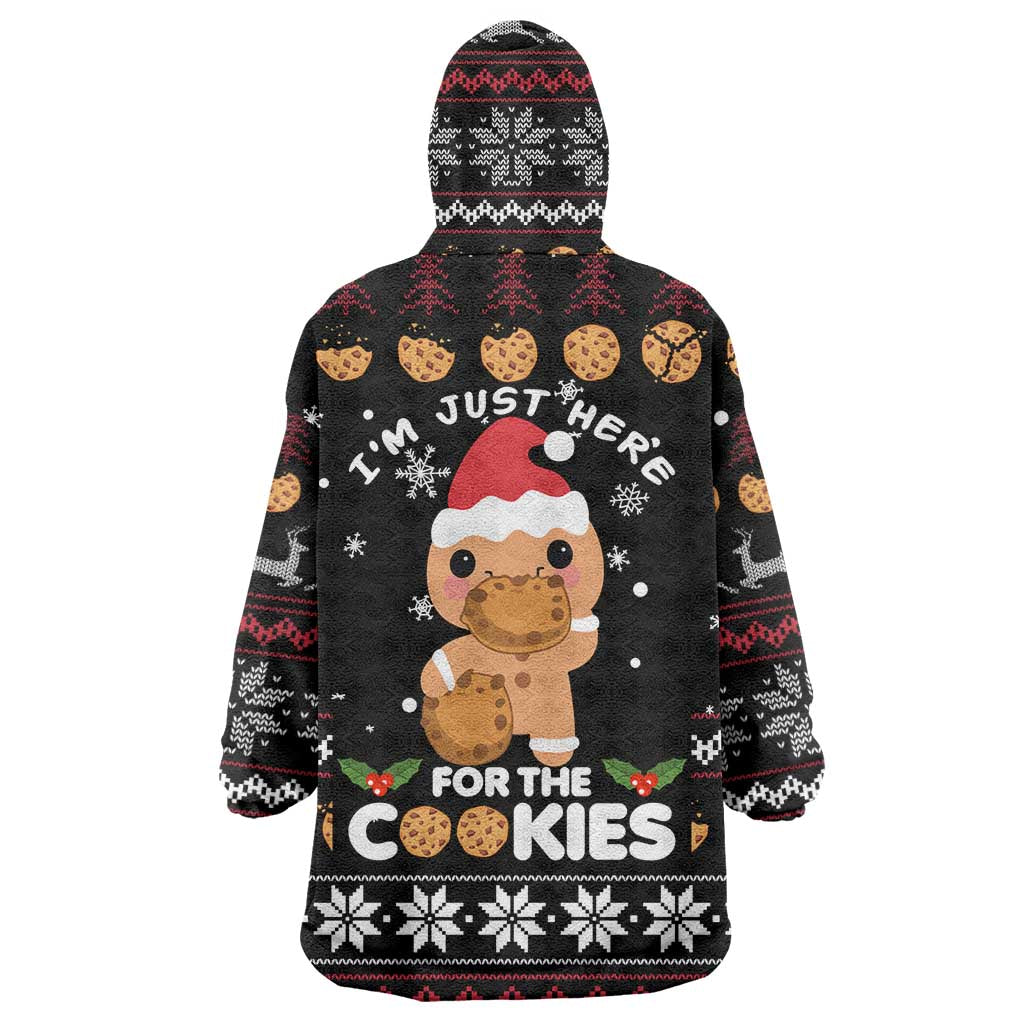 Just Here For The Cookies Christmas Wearable Blanket Hoodie Funny Xmas Holiday Patterns - Wonder Print Shop