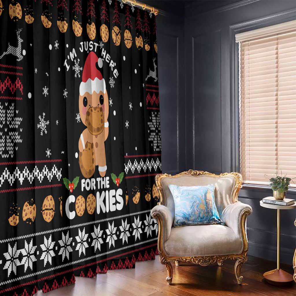 Just Here For The Cookies Christmas Window Curtain Funny Xmas Holiday Patterns - Wonder Print Shop
