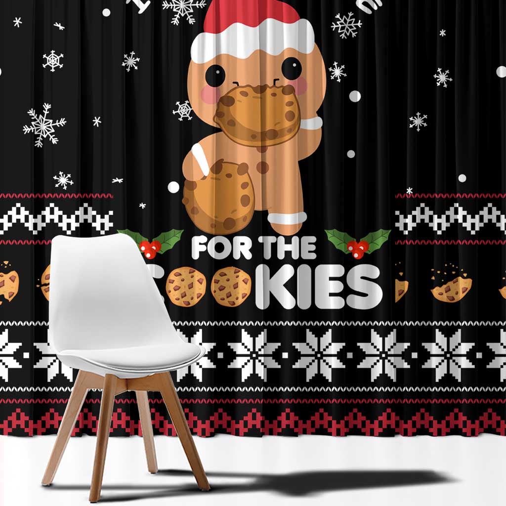 Just Here For The Cookies Christmas Window Curtain Funny Xmas Holiday Patterns - Wonder Print Shop