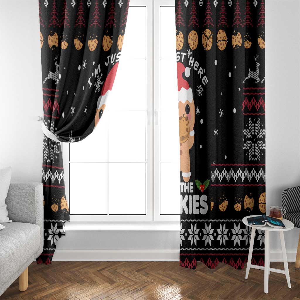 Just Here For The Cookies Christmas Window Curtain Funny Xmas Holiday Patterns - Wonder Print Shop