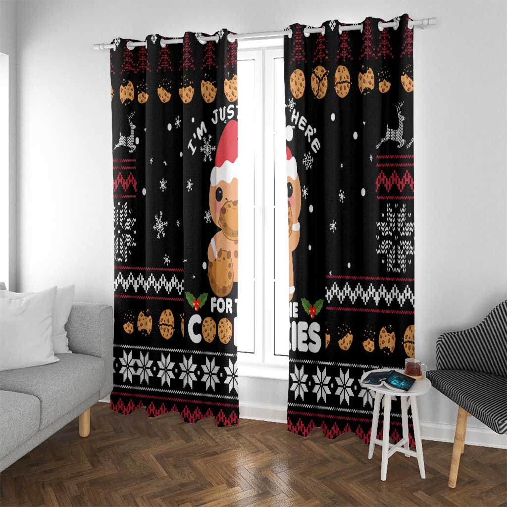 Just Here For The Cookies Christmas Window Curtain Funny Xmas Holiday Patterns - Wonder Print Shop