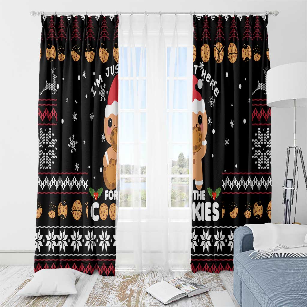 Just Here For The Cookies Christmas Window Curtain Funny Xmas Holiday Patterns - Wonder Print Shop