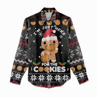 Just Here For The Cookies Christmas Women Casual Shirt Funny Xmas Holiday Patterns - Wonder Print Shop