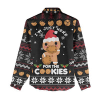 Just Here For The Cookies Christmas Women Casual Shirt Funny Xmas Holiday Patterns - Wonder Print Shop