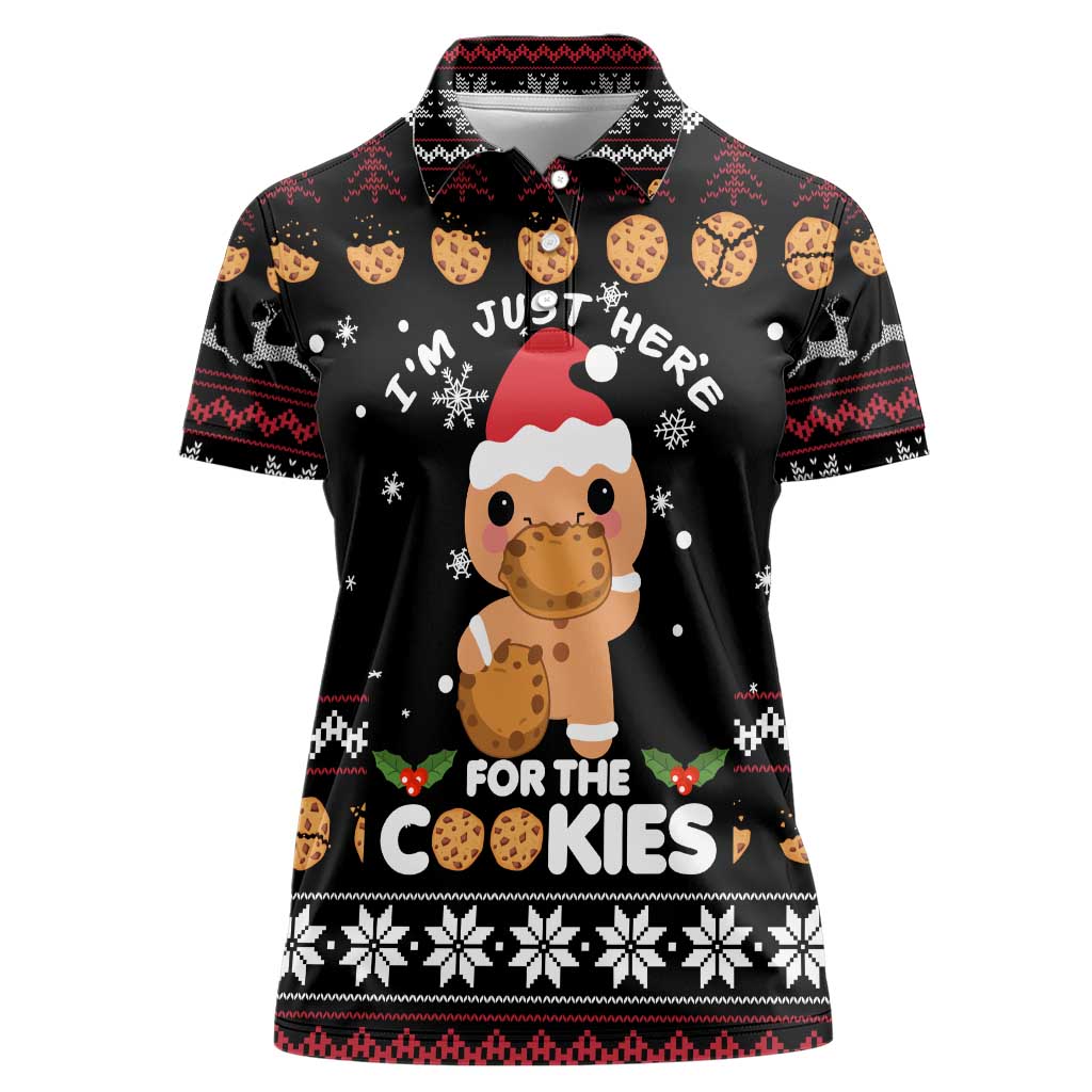 Just Here For The Cookies Christmas Women Polo Shirt Funny Xmas Holiday Patterns - Wonder Print Shop