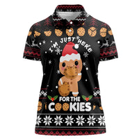 Just Here For The Cookies Christmas Women Polo Shirt Funny Xmas Holiday Patterns - Wonder Print Shop