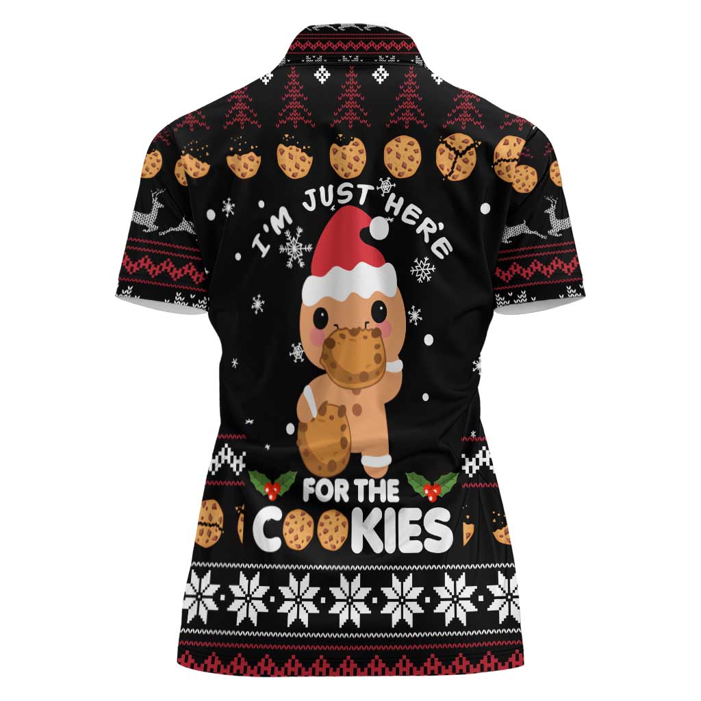 Just Here For The Cookies Christmas Women Polo Shirt Funny Xmas Holiday Patterns - Wonder Print Shop