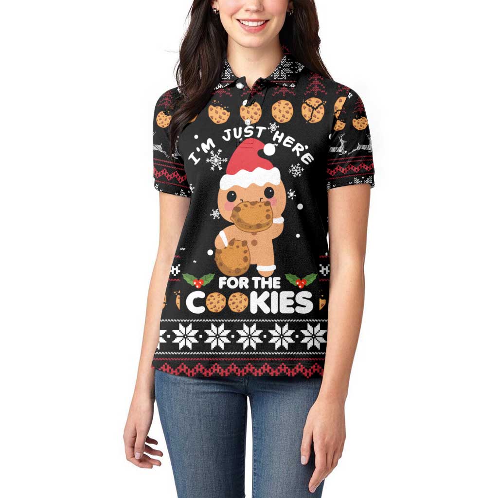 Just Here For The Cookies Christmas Women Polo Shirt Funny Xmas Holiday Patterns - Wonder Print Shop