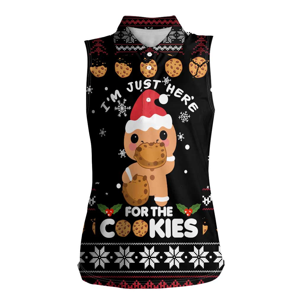 Just Here For The Cookies Christmas Women Sleeveless Polo Shirt Funny Xmas Holiday Patterns - Wonder Print Shop
