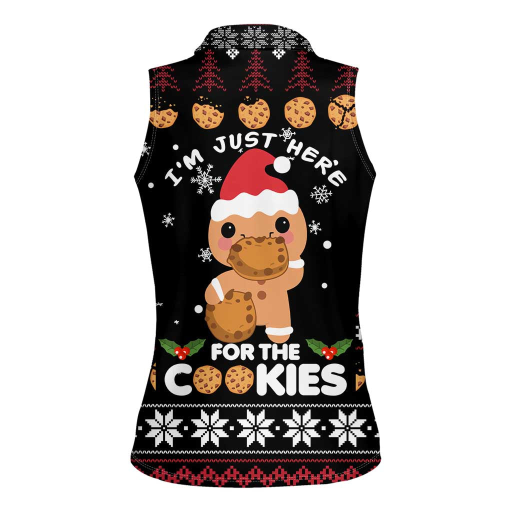 Just Here For The Cookies Christmas Women Sleeveless Polo Shirt Funny Xmas Holiday Patterns - Wonder Print Shop