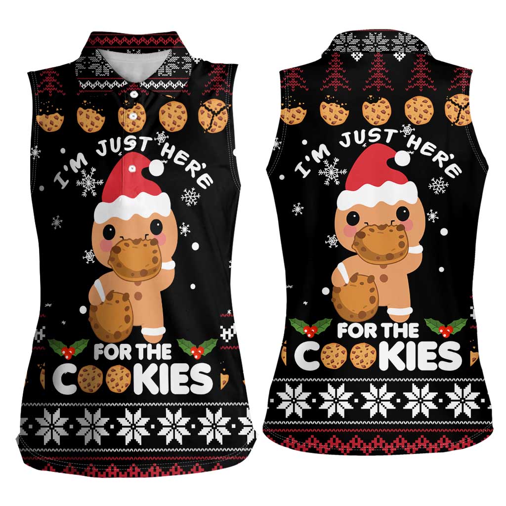 Just Here For The Cookies Christmas Women Sleeveless Polo Shirt Funny Xmas Holiday Patterns - Wonder Print Shop