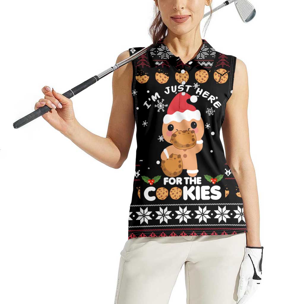 Just Here For The Cookies Christmas Women Sleeveless Polo Shirt Funny Xmas Holiday Patterns - Wonder Print Shop