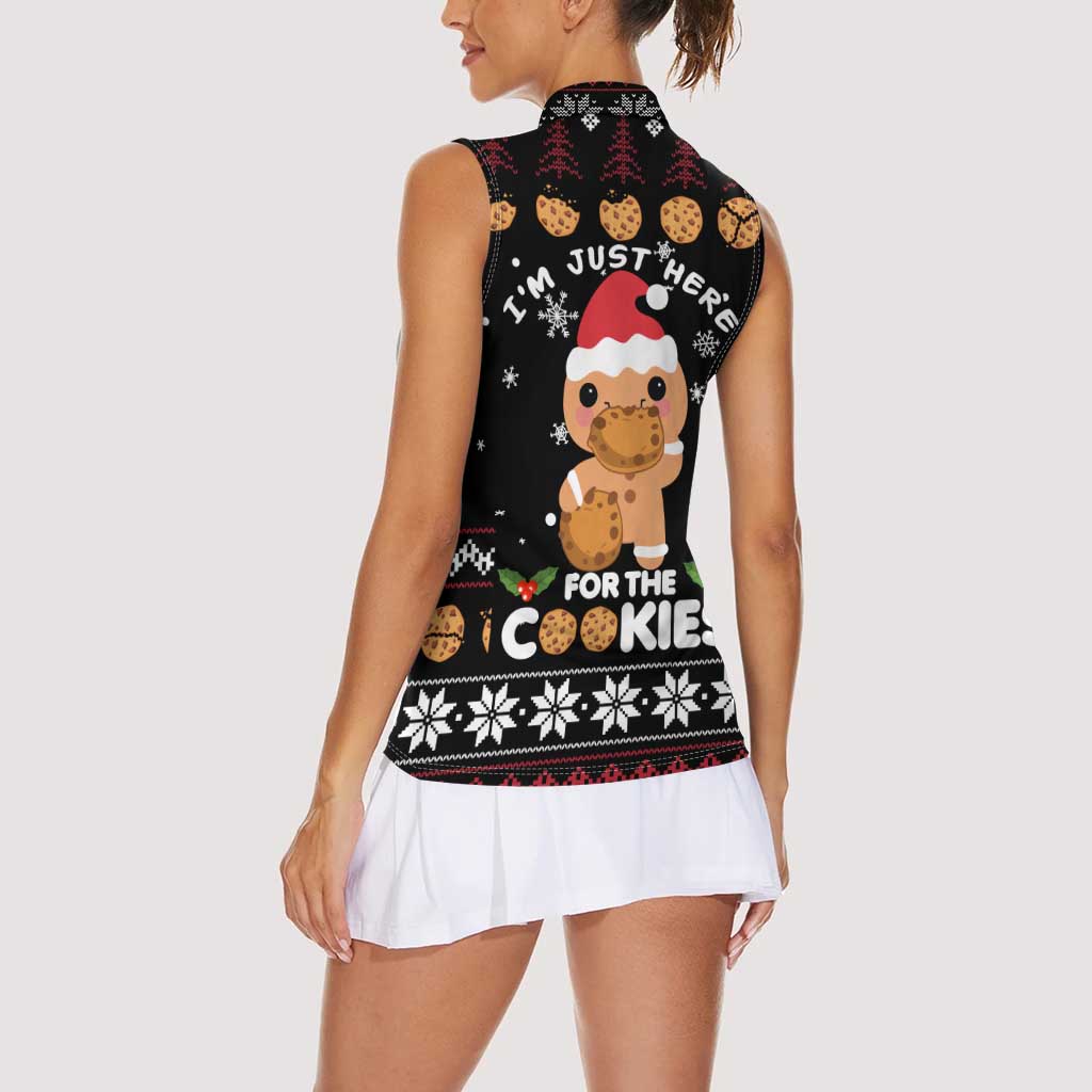 Just Here For The Cookies Christmas Women Sleeveless Polo Shirt Funny Xmas Holiday Patterns - Wonder Print Shop