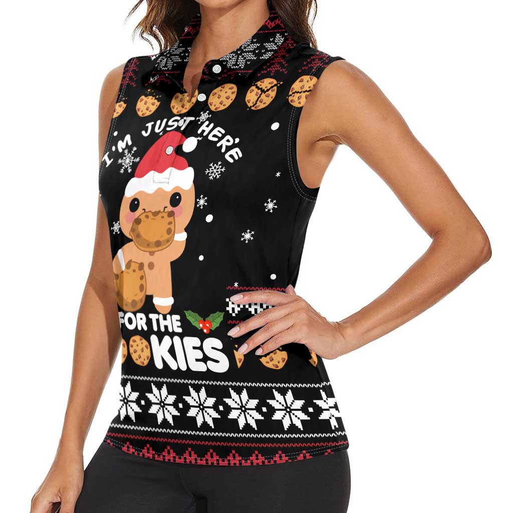 Just Here For The Cookies Christmas Women Sleeveless Polo Shirt Funny Xmas Holiday Patterns - Wonder Print Shop