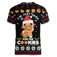 Just Here For The Cookies Christmas Women V-Neck T-Shirt Funny Xmas Holiday Patterns - Wonder Print Shop