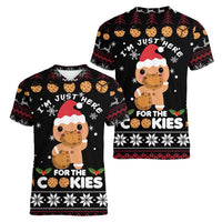 Just Here For The Cookies Christmas Women V-Neck T-Shirt Funny Xmas Holiday Patterns - Wonder Print Shop